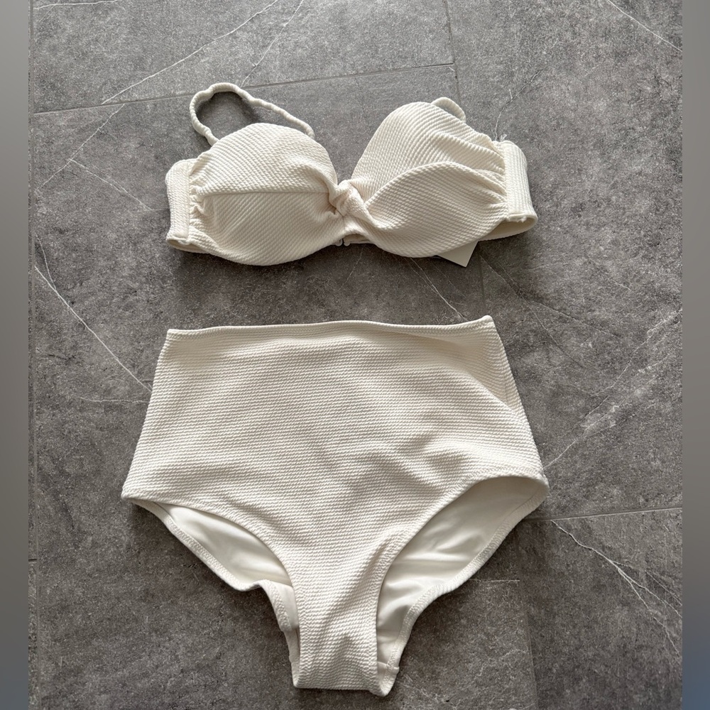 Cream Textured Bikini Set